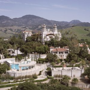 Aerial panoramic view of Hearst Castle in San Simeon, CA Aerial panoramic view of Hearst Castle in San Simeon, CA