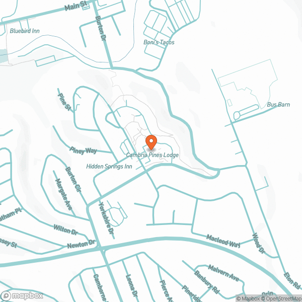 Map showing Cambria Christmas Market at Cambria Pines Lodge. Click opens new tab in Google Maps.