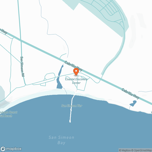 Map showing Coastal Discovery Center at San Simeon Bay. Click opens new tab in Google Maps.